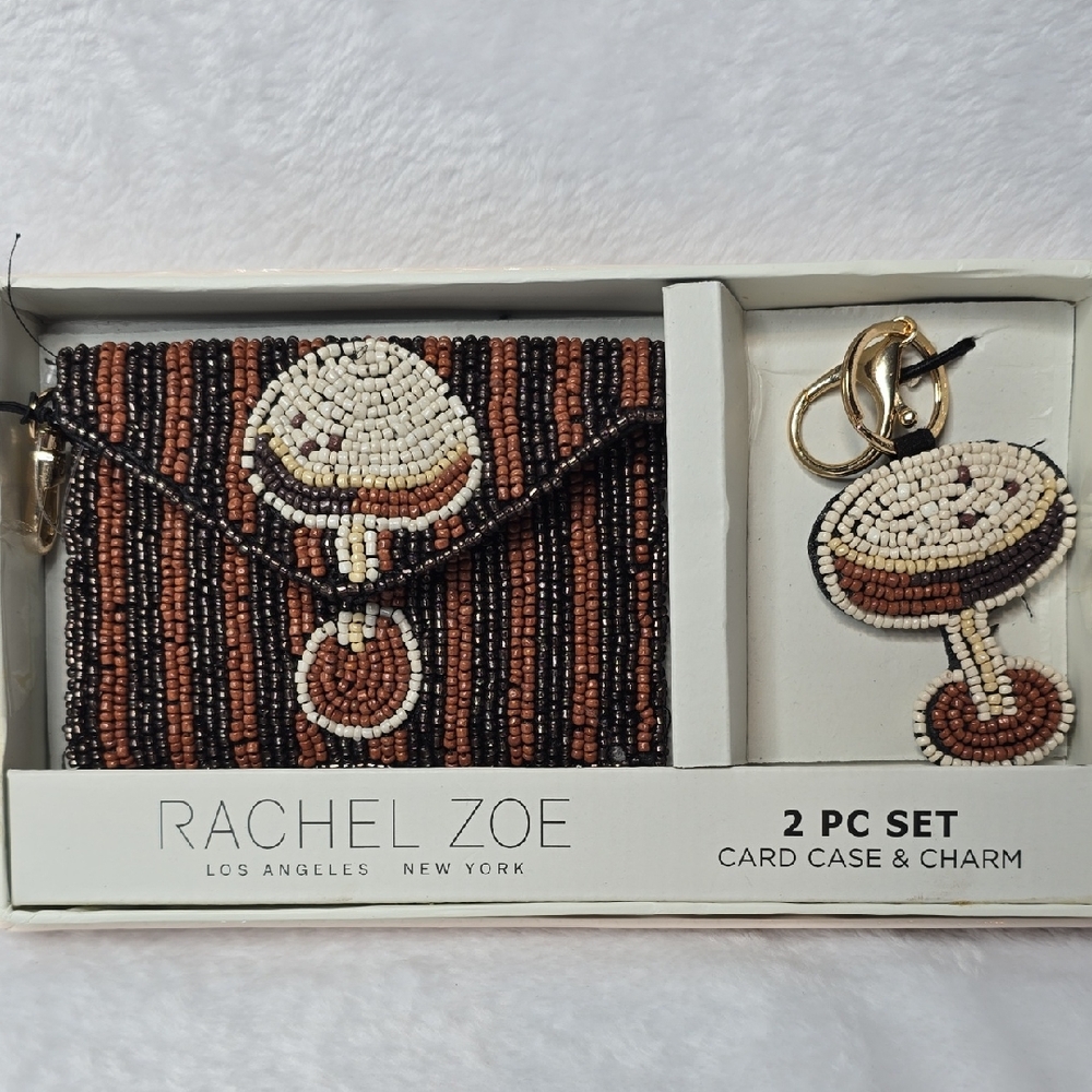 Rachel Zoe Beaded Card Holder and Key Charm Set